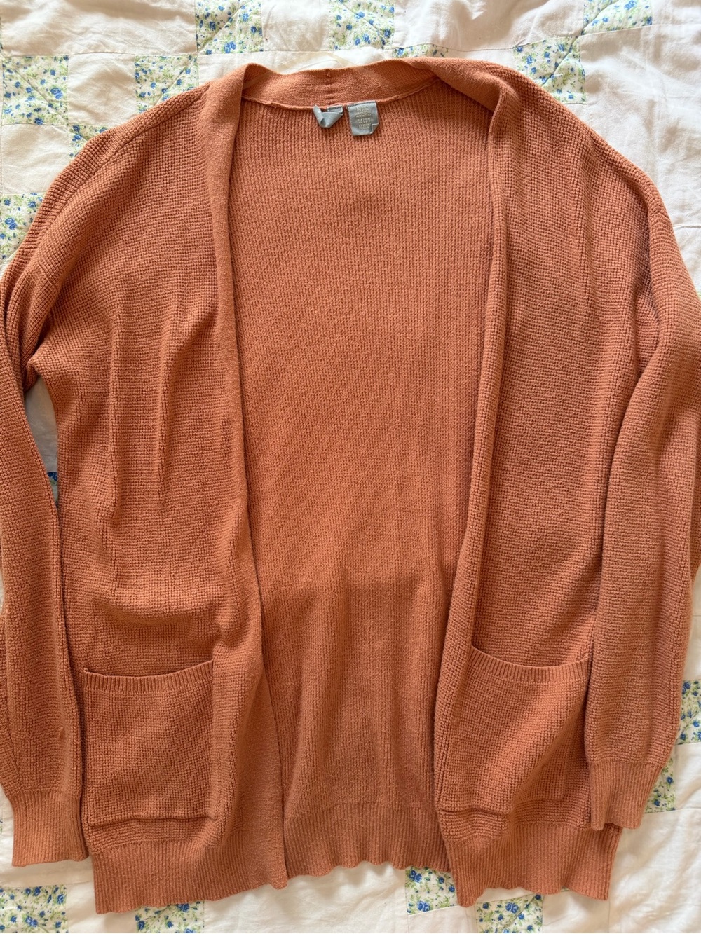 Sky and Sparrow Open Front Cardigan in Terracotta Orange